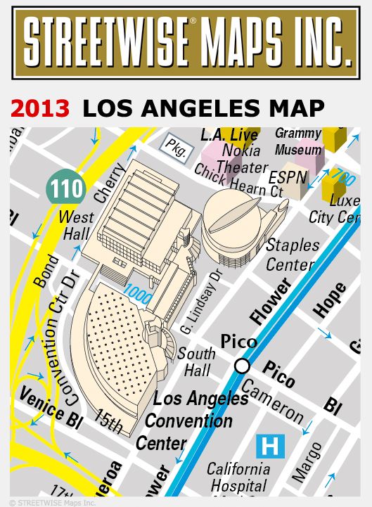 Streetwise Los Angeles Map - Laminated City Center Street Map of Los Angeles, California - Folding Pocket Size Travel Map With Metro (2014)