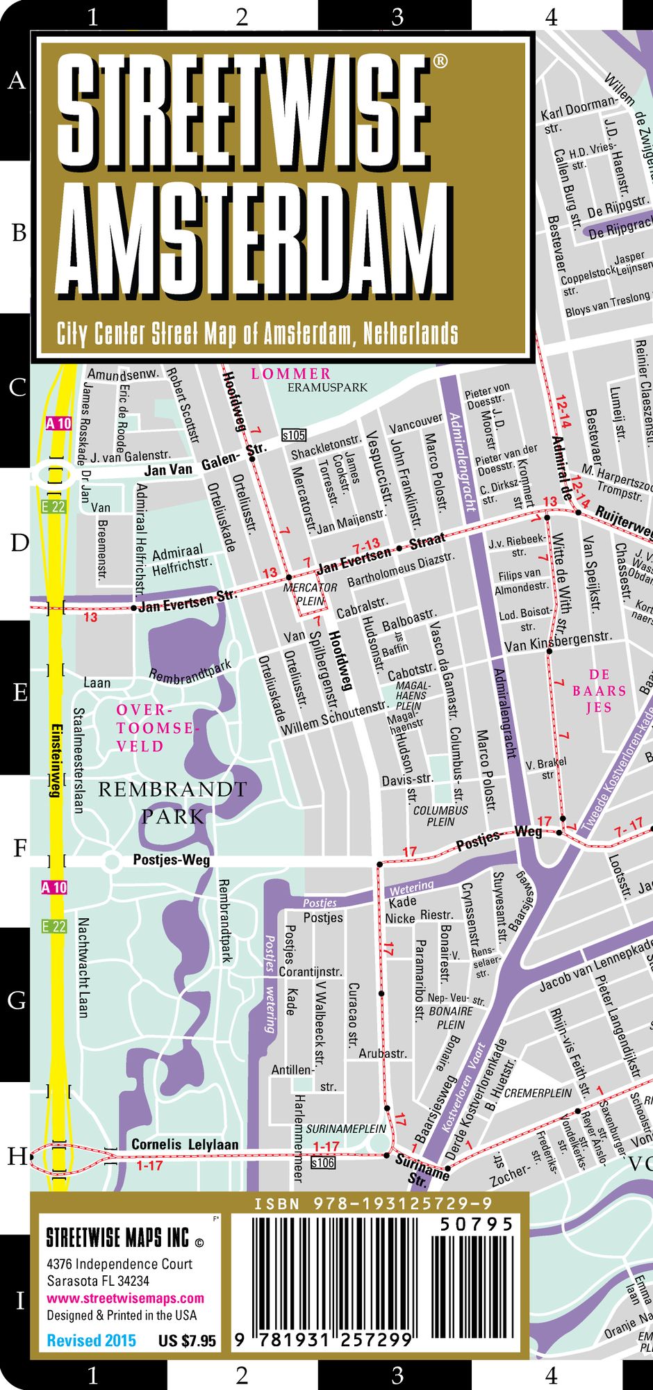 Streetwise Amsterdam Map - Laminated City Center Street Map of Amsterdam, Netherlands - Folding Pocket Size Travel Map With Metro (2015)