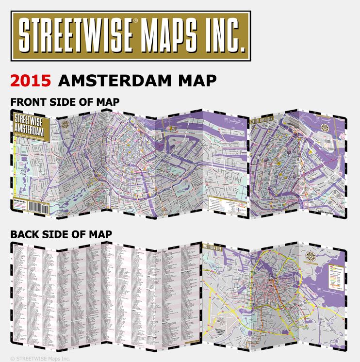 Streetwise Amsterdam Map - Laminated City Center Street Map of Amsterdam, Netherlands - Folding Pocket Size Travel Map With Metro (2015)