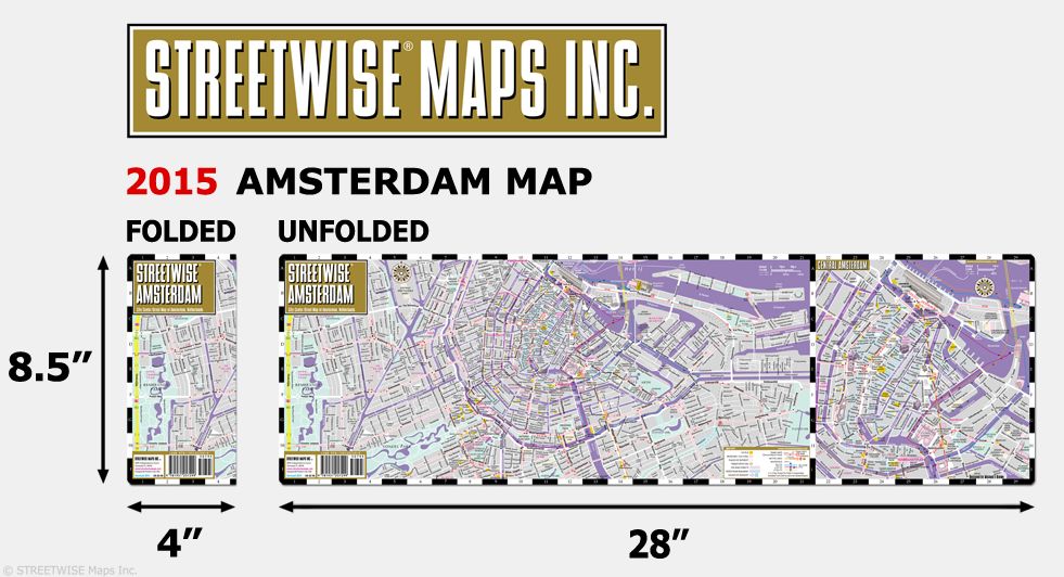 Streetwise Amsterdam Map - Laminated City Center Street Map of Amsterdam, Netherlands - Folding Pocket Size Travel Map With Metro (2015)