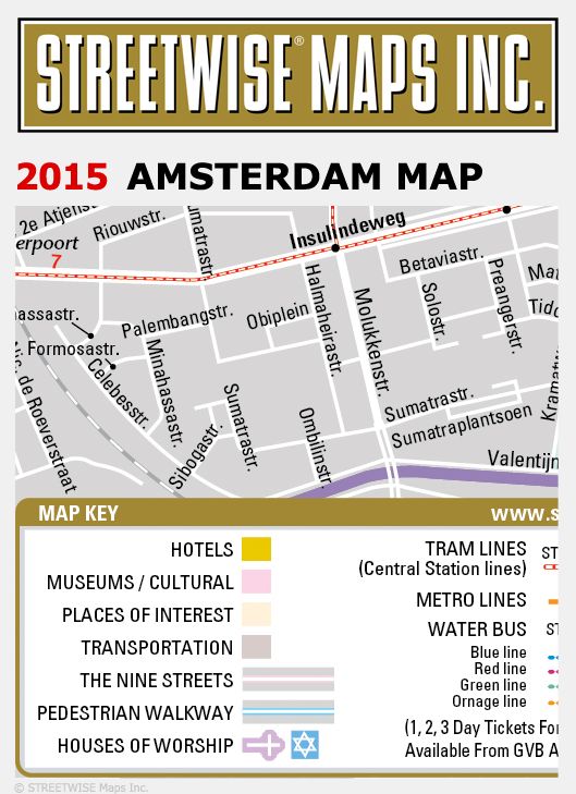 Streetwise Amsterdam Map - Laminated City Center Street Map of Amsterdam, Netherlands - Folding Pocket Size Travel Map With Metro (2015)