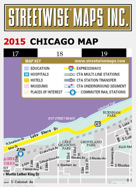 Streetwise Chicago Map - Laminated City Center Street Map of Chicago, Illinios - Folding Pocket Size Travel Map With Metro (2015)