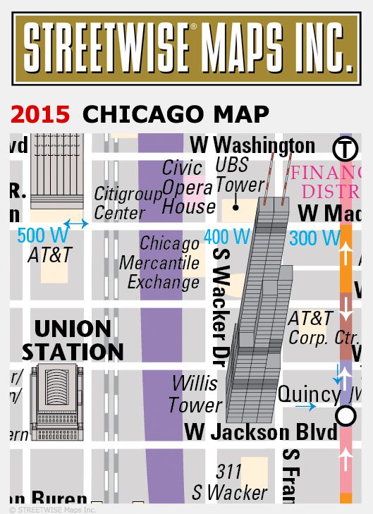 Streetwise Chicago Map - Laminated City Center Street Map of Chicago, Illinios - Folding Pocket Size Travel Map With Metro (2015)
