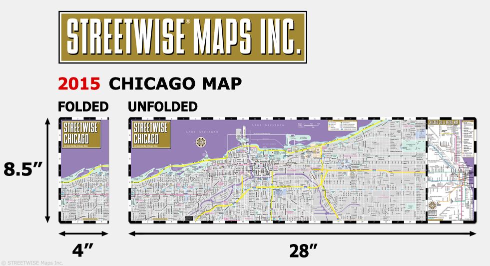 Streetwise Chicago Map - Laminated City Center Street Map of Chicago, Illinios - Folding Pocket Size Travel Map With Metro (2015)