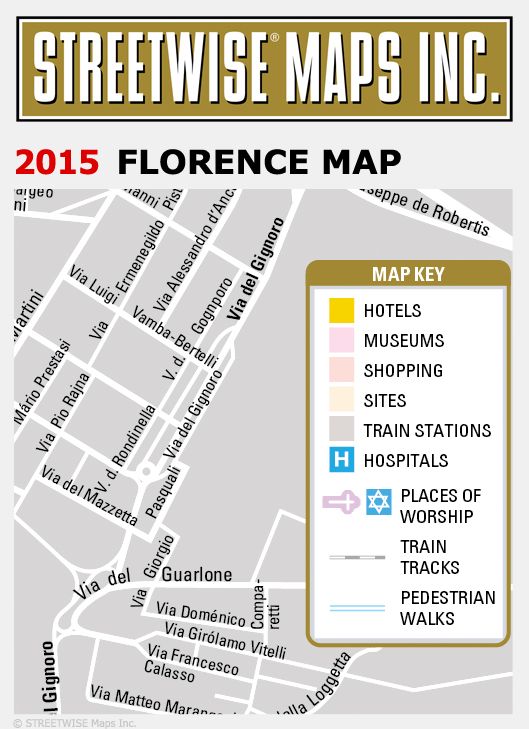 Streetwise Florence Map - Laminated City Center Street Map of Florence, Italy - Folding Pocket Size Travel Map with Train (2015)