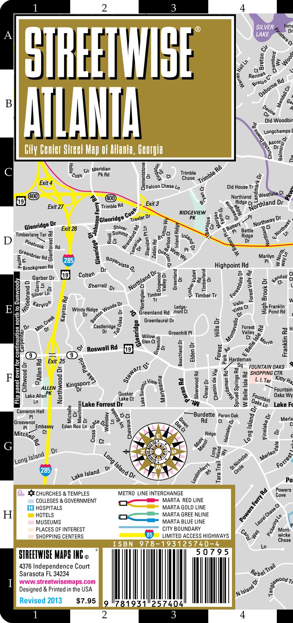 Streetwise Atlanta Map - Laminated City Center Street Map of Atlanta, Georgia - Folding Pocket Size Travel Map (2013)