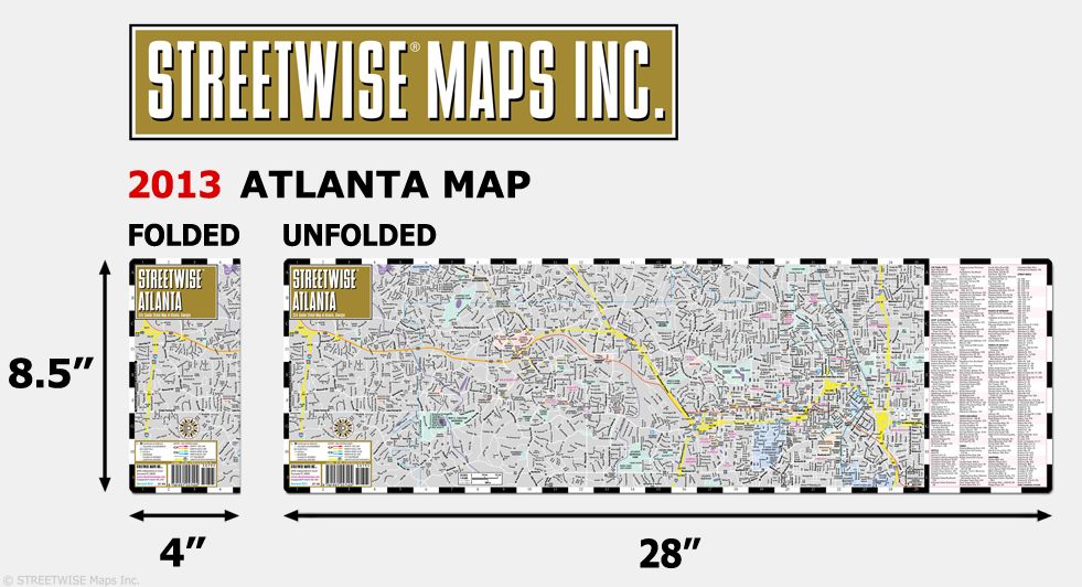Streetwise Atlanta Map - Laminated City Center Street Map of Atlanta, Georgia - Folding Pocket Size Travel Map (2013)