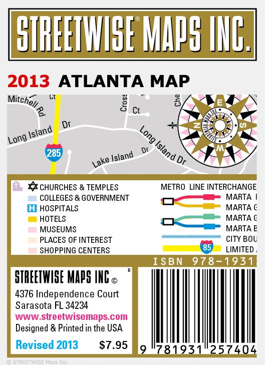 Streetwise Atlanta Map - Laminated City Center Street Map of Atlanta, Georgia - Folding Pocket Size Travel Map (2013)