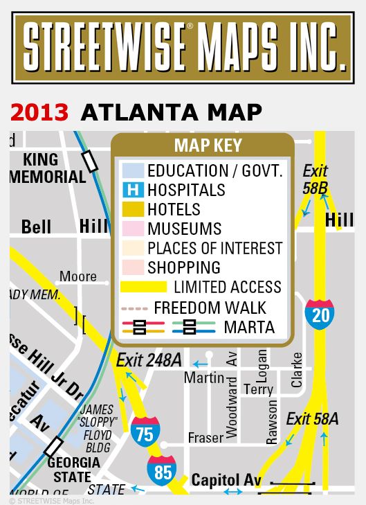 Streetwise Atlanta Map - Laminated City Center Street Map of Atlanta, Georgia - Folding Pocket Size Travel Map (2013)