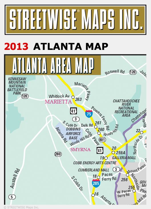 Streetwise Atlanta Map - Laminated City Center Street Map of Atlanta, Georgia - Folding Pocket Size Travel Map (2013)