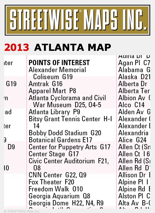 Streetwise Atlanta Map - Laminated City Center Street Map of Atlanta, Georgia - Folding Pocket Size Travel Map (2013)