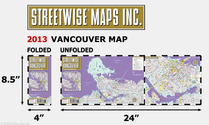 Streetwise Vancouver Map - Laminated City Center Street Map of Vancouver, Canada - Folding Pocket Size Travel Map With Metro (2013)