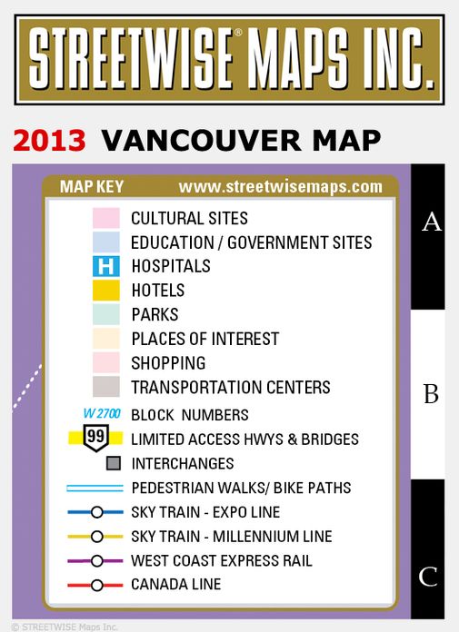 Streetwise Vancouver Map - Laminated City Center Street Map of Vancouver, Canada - Folding Pocket Size Travel Map With Metro (2013)