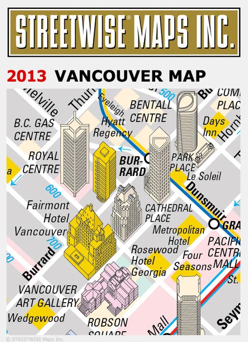 Streetwise Vancouver Map - Laminated City Center Street Map of Vancouver, Canada - Folding Pocket Size Travel Map With Metro (2013)