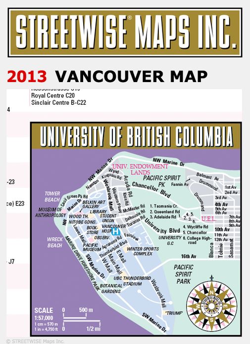 Streetwise Vancouver Map - Laminated City Center Street Map of Vancouver, Canada - Folding Pocket Size Travel Map With Metro (2013)