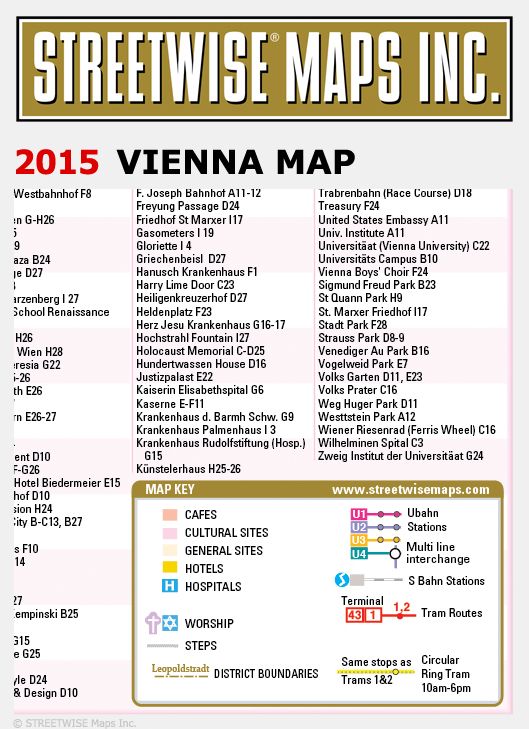 Streetwise Vienna Map - Laminated City Center Street Map of Vienna, Austria - Folding Pocket Size Travel Map With Metro (2015)