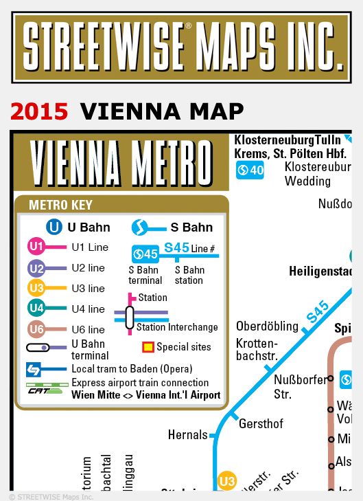 Streetwise Vienna Map - Laminated City Center Street Map of Vienna, Austria - Folding Pocket Size Travel Map With Metro (2015)