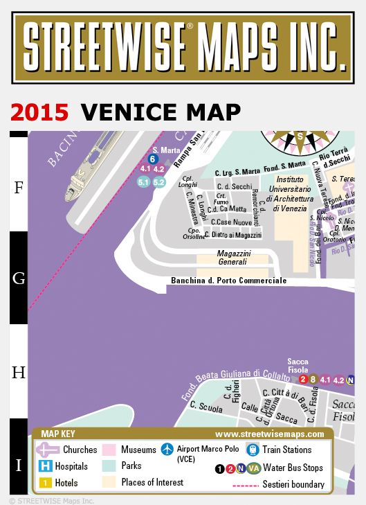 Streetwise Venice Map - Laminated City Street Map of Venice, Italy - Folding pocket size travel map with water bus map (2015)