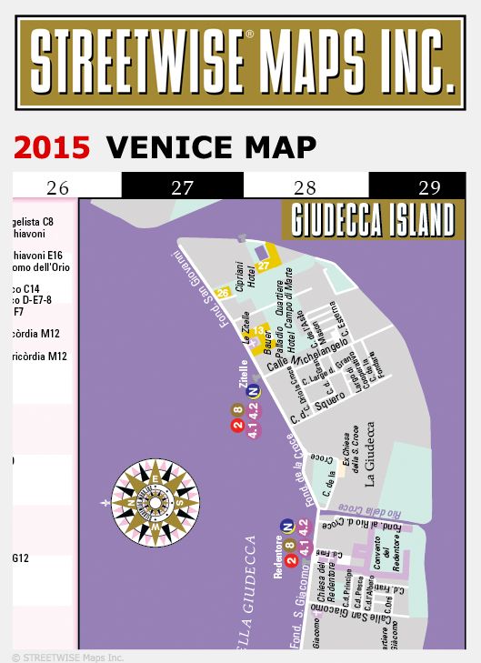 Streetwise Venice Map - Laminated City Street Map of Venice, Italy - Folding pocket size travel map with water bus map (2015)