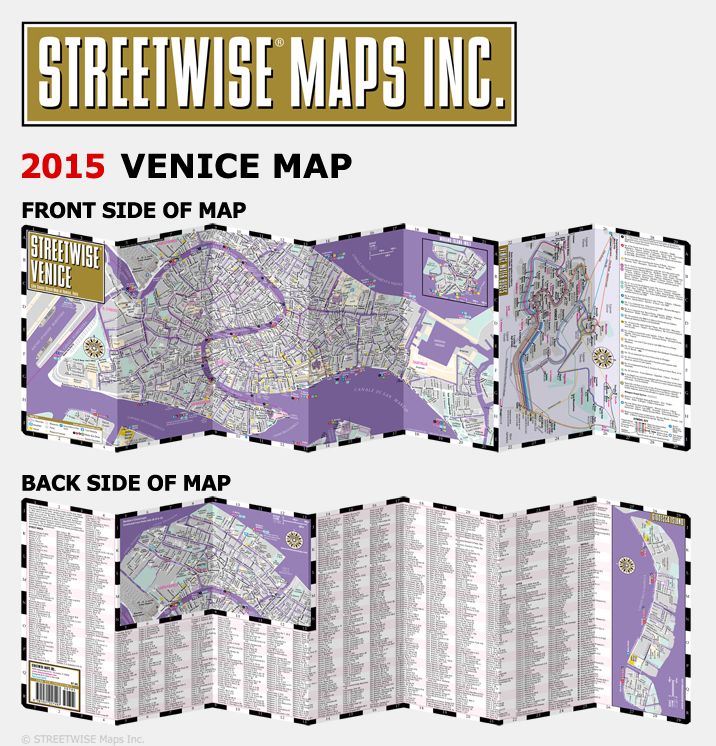Streetwise Venice Map - Laminated City Street Map of Venice, Italy - Folding pocket size travel map with water bus map (2015)