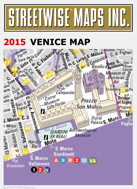 Streetwise Venice Map - Laminated City Street Map of Venice, Italy - Folding pocket size travel map with water bus map (2015)