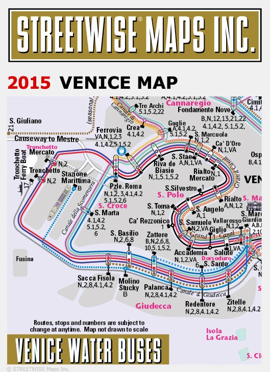 Streetwise Venice Map - Laminated City Street Map of Venice, Italy - Folding pocket size travel map with water bus map (2015)