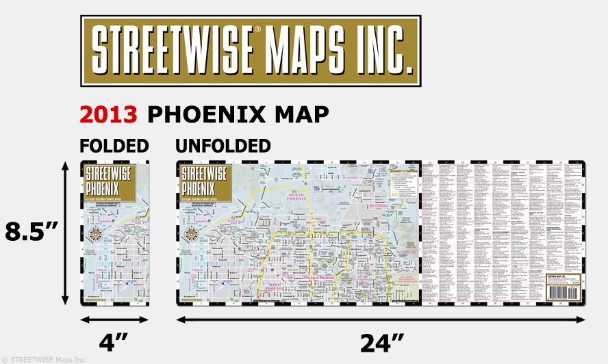 Streetwise Phoenix Map - Laminated City Center Street Map of Phoenix, Arizona - Folding Pocket Size Travel Map With Metro Light Rail & Scottsdale (2013)