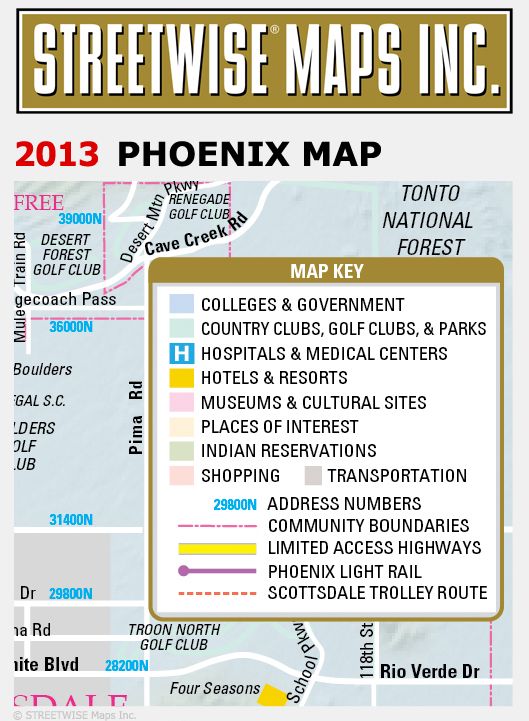 Streetwise Phoenix Map - Laminated City Center Street Map of Phoenix, Arizona - Folding Pocket Size Travel Map With Metro Light Rail & Scottsdale (2013)