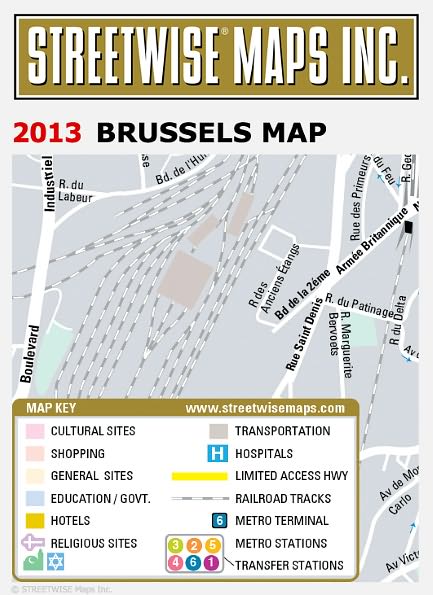 Streetwise Brussels Map - Laminated City Center Street Map of Brussels, Belgium - Folding Pocket Size Travel Map With Metro (2015)