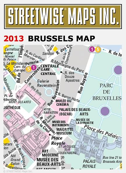 Streetwise Brussels Map - Laminated City Center Street Map of Brussels, Belgium - Folding Pocket Size Travel Map With Metro (2015)