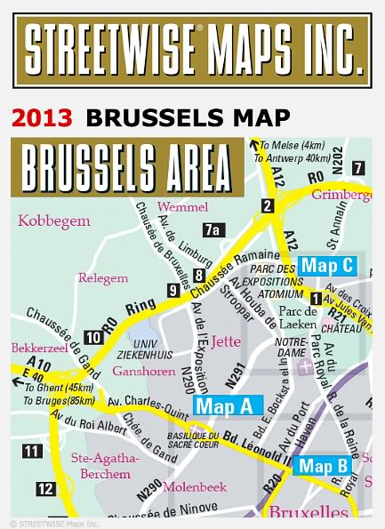Streetwise Brussels Map - Laminated City Center Street Map of Brussels, Belgium - Folding Pocket Size Travel Map With Metro (2015)