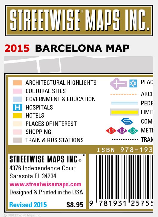 Streetwise Barcelona Map - Laminated City Center Street Map of Barcelona, Spain - Folding Pocket Size Travel Map With Metro (2015)