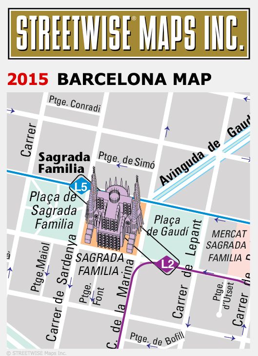 Streetwise Barcelona Map - Laminated City Center Street Map of Barcelona, Spain - Folding Pocket Size Travel Map With Metro (2015)