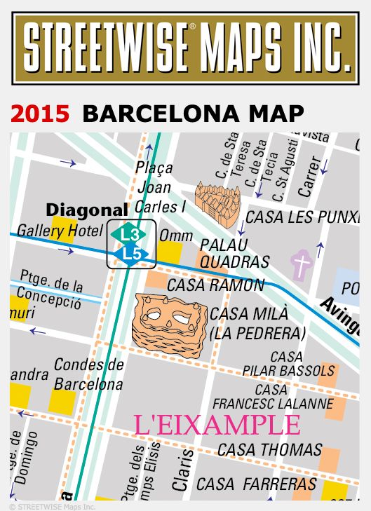 Streetwise Barcelona Map - Laminated City Center Street Map of Barcelona, Spain - Folding Pocket Size Travel Map With Metro (2015)