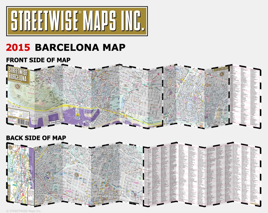 Streetwise Barcelona Map - Laminated City Center Street Map of Barcelona, Spain - Folding Pocket Size Travel Map With Metro (2015)