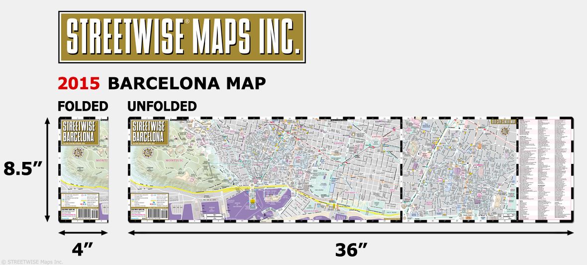 Streetwise Barcelona Map - Laminated City Center Street Map of Barcelona, Spain - Folding Pocket Size Travel Map With Metro (2015)