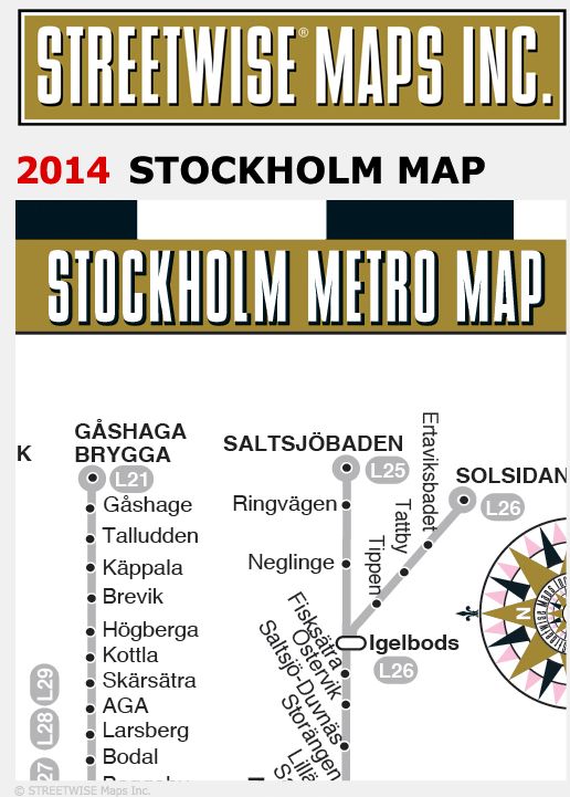 Streetwise Stockholm Map - Laminated City Center Street Map of Stockholm, Sweden - Folding Pocket Size Travel Map With Metro (2014)