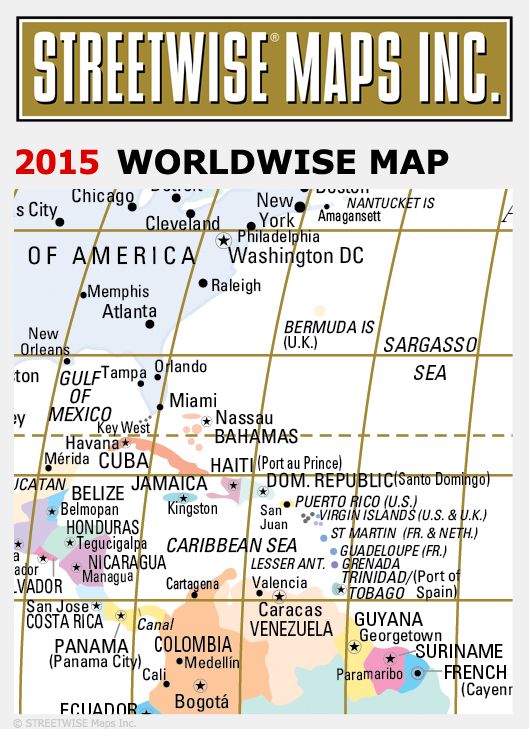 Streetwise World Map - Laminated Map of the World - Folding Pocket Size Travel Map (2015)