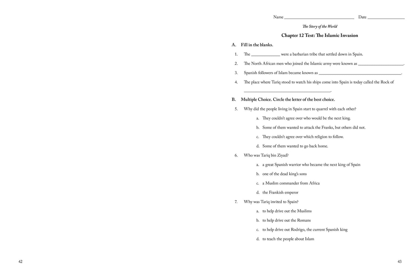 The Story of the World: History for the Classical Child: Tests for Volume 2: The Middle Ages