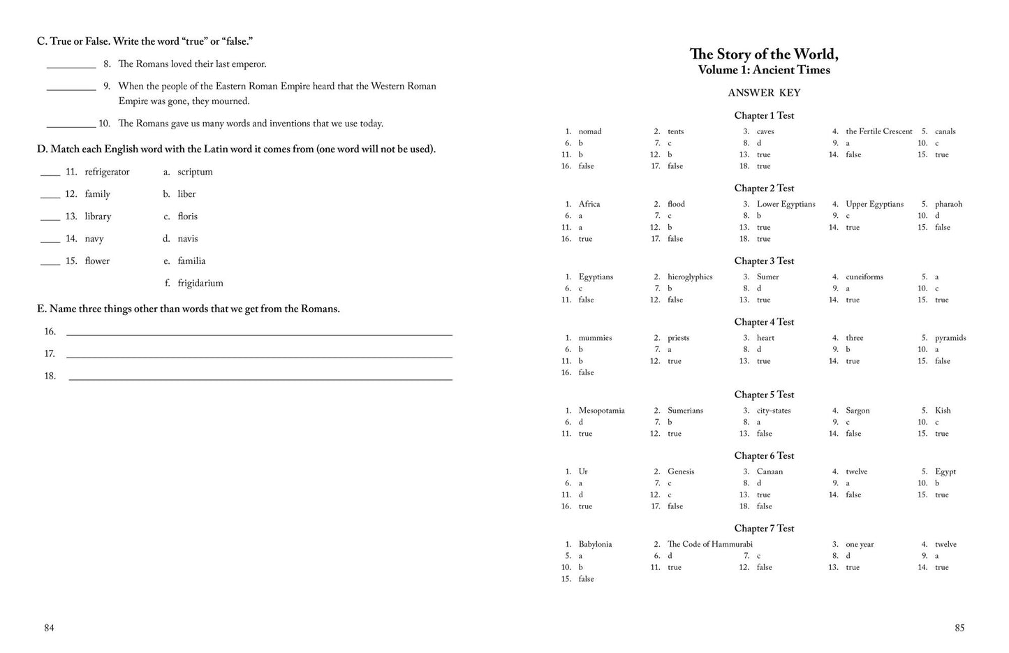 The Story of the World: History for the Classical Child: Tests for Volume 1: Ancient Times