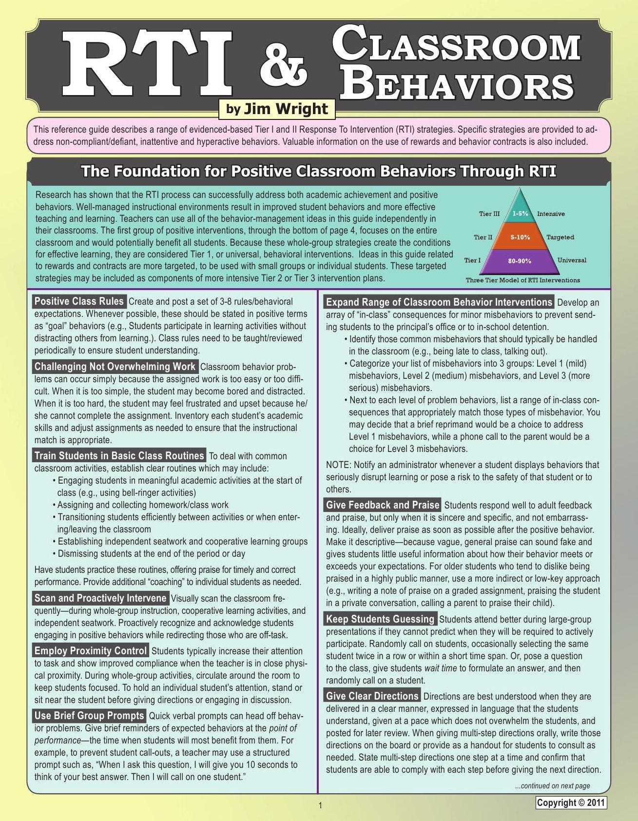 RTI and Classroom Behaviors