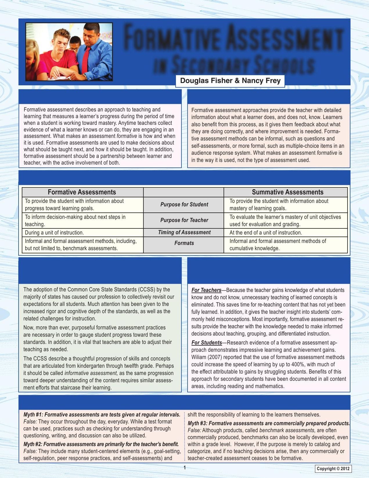 Formative Assessment in Secondary Schools