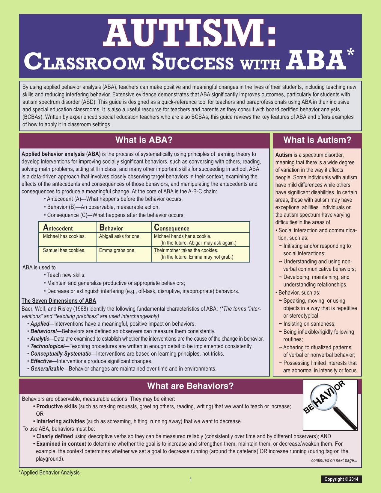 Autism: Classroom Success with ABA