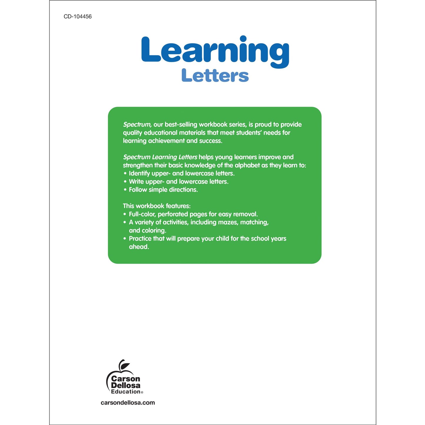 Spectrum Learning Letters, Grade Pre K