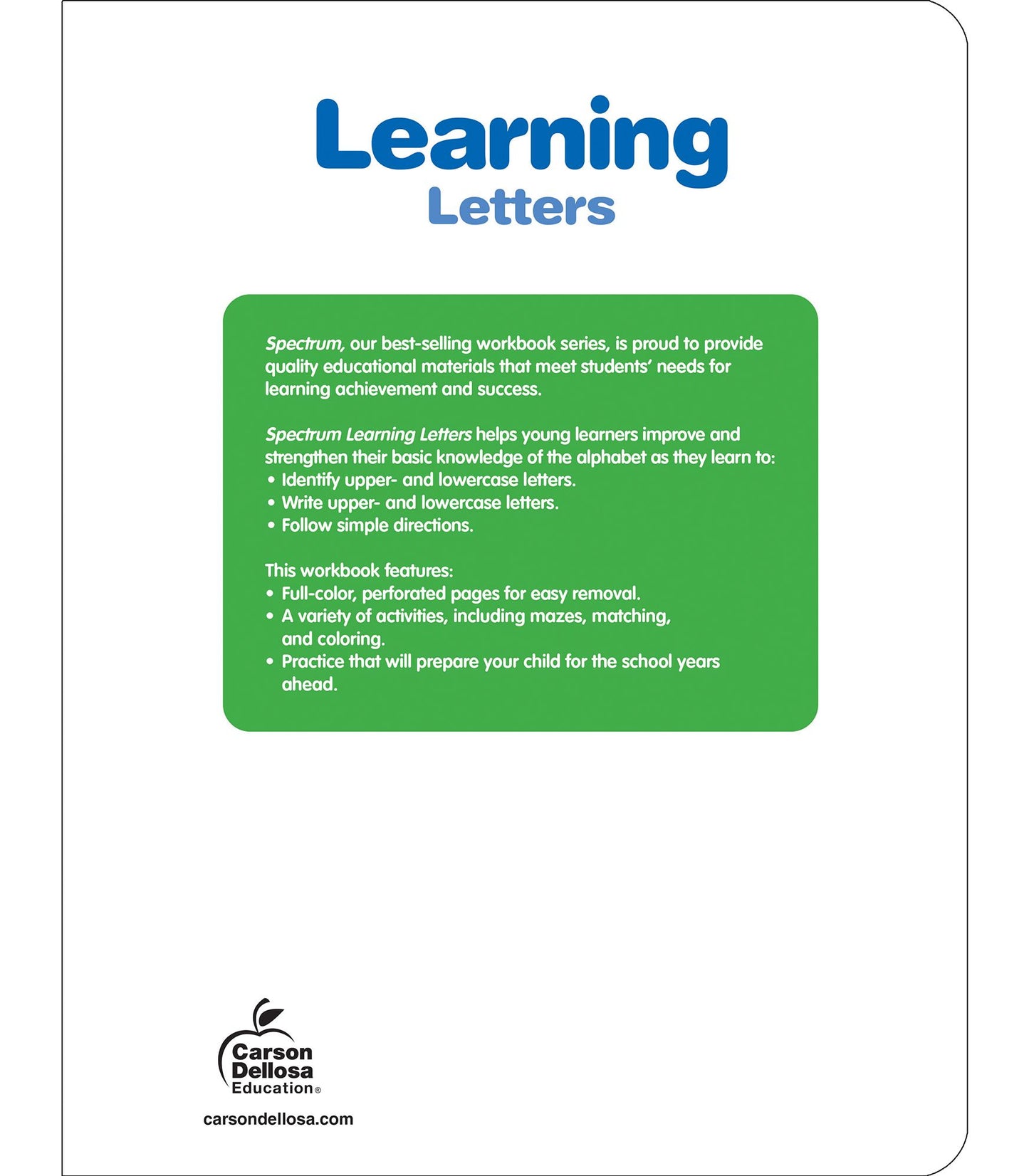 Spectrum Learning Letters, Grade Pre K