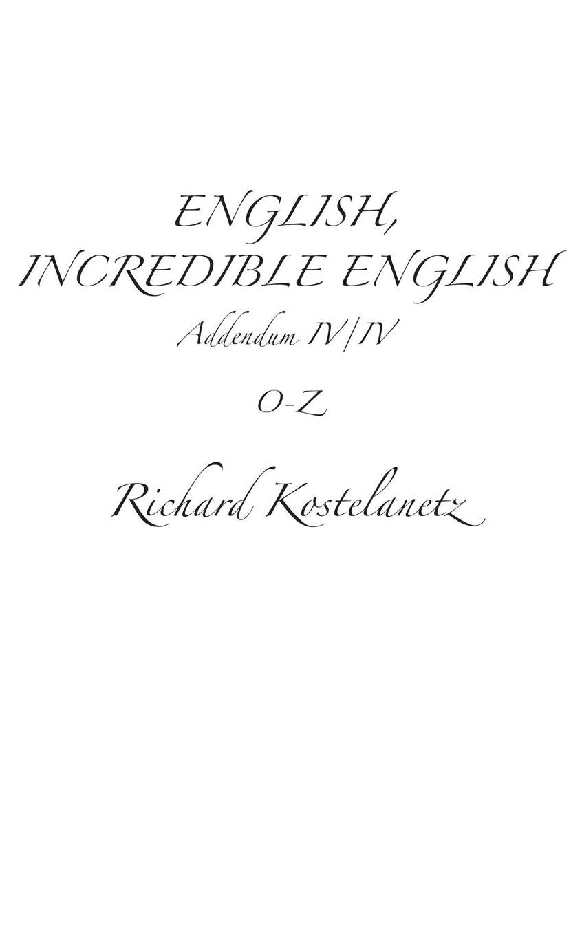 English, Incredible English Addendum IV/IV