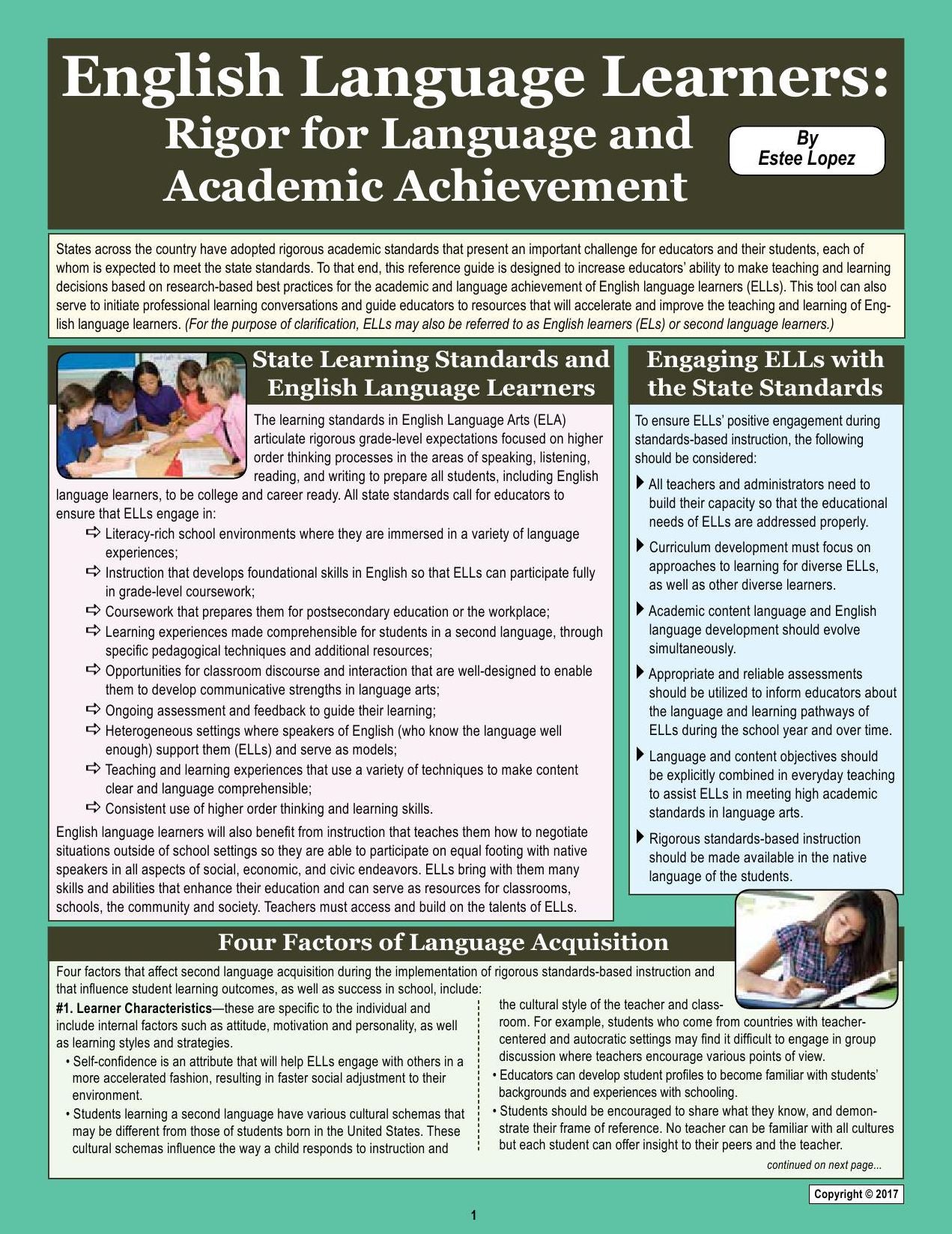 English Language Learners: Rigor for Language and Academic Achievement