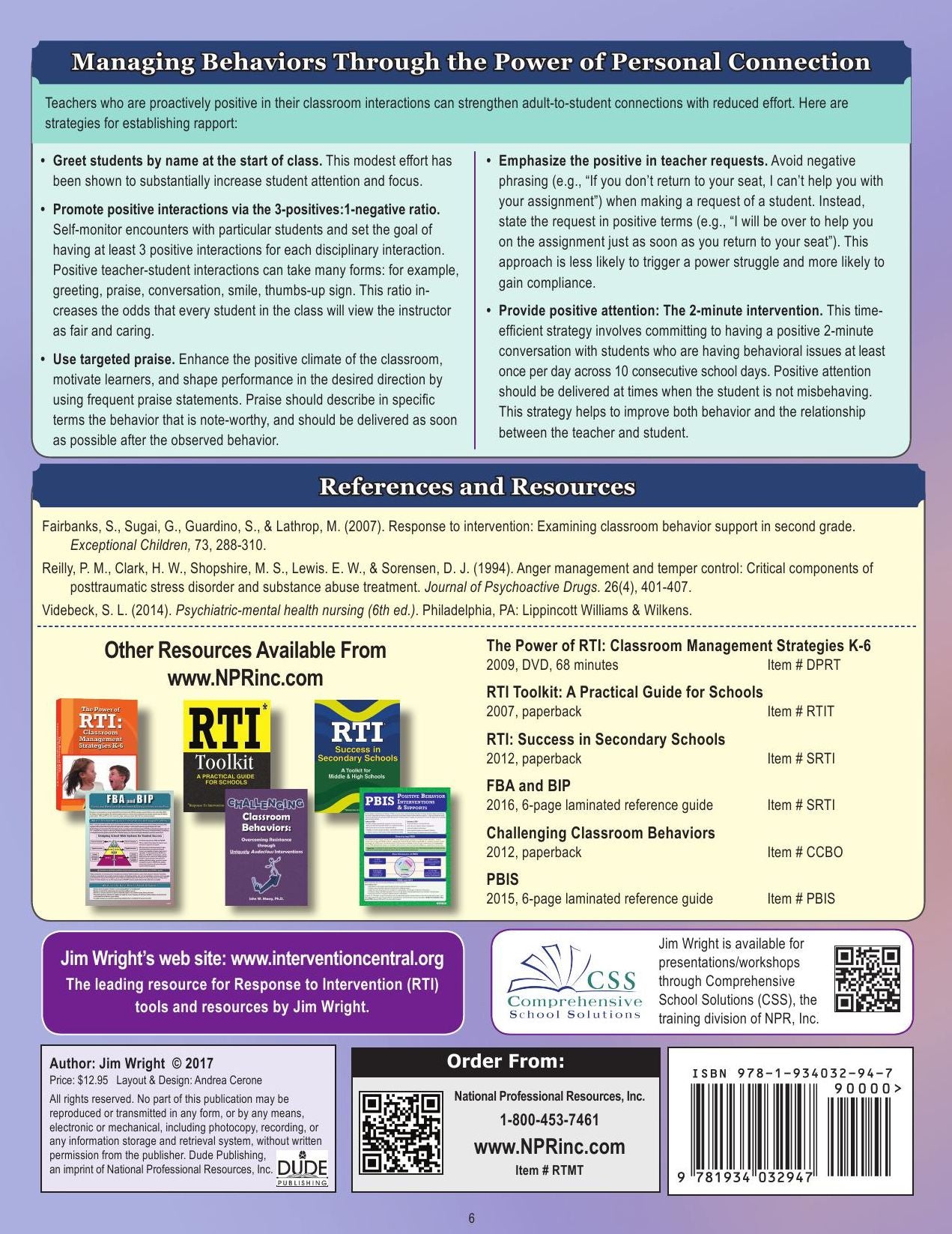 Managing Classroom Behaviors Using an RTI/MTSS Framework
