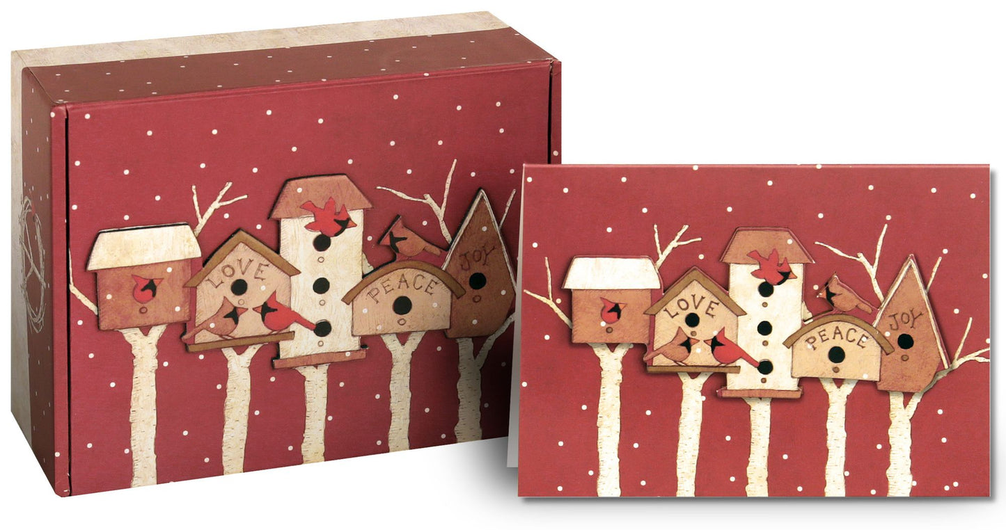 Red Bird Winter Christmas Boxed Cards