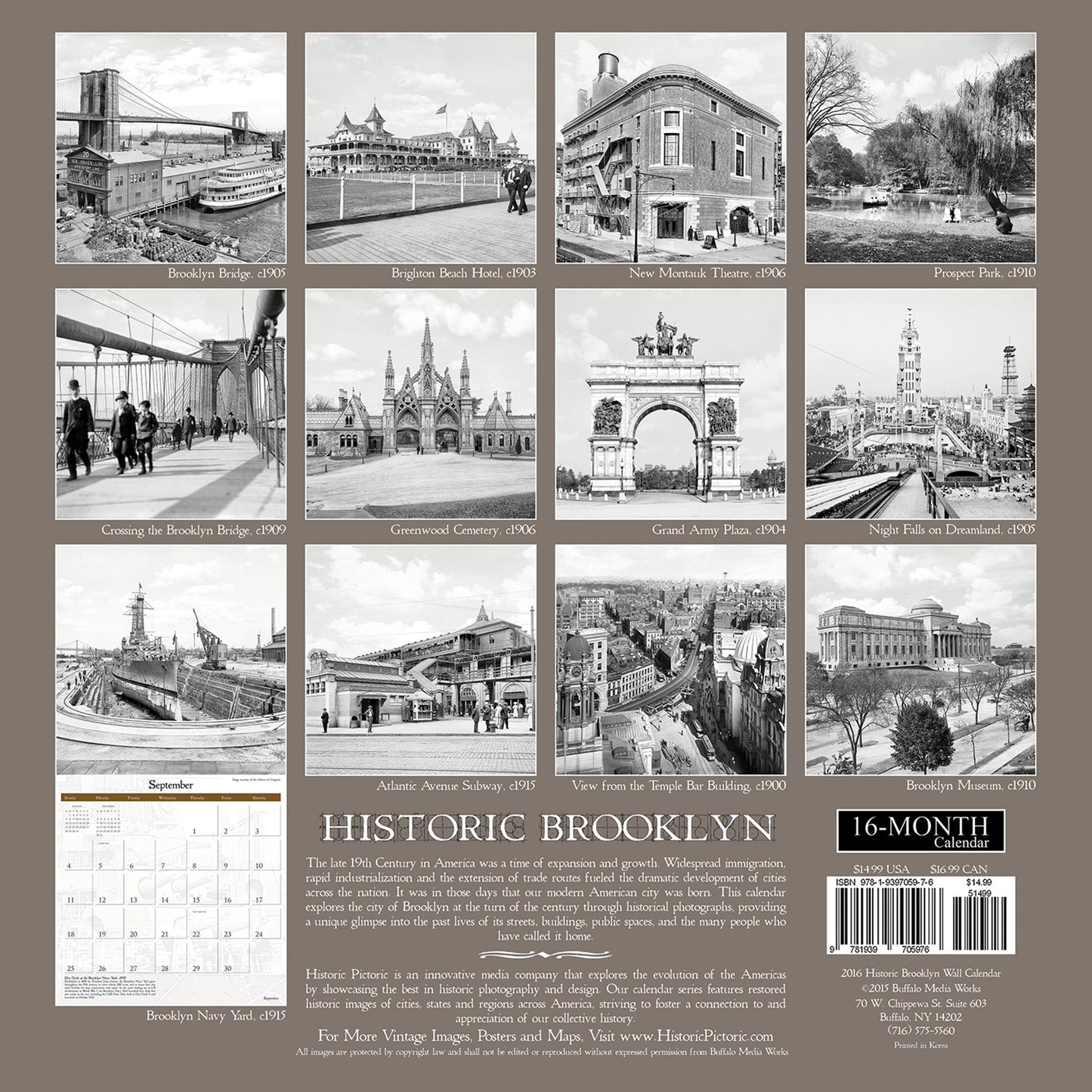 2016 Historic Brooklyn Wall Calendar